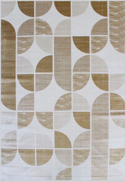 Beige, retrohenkisesti kuvioitu Flair Retro-viskoosimatto. Kuviointi on hillitty.